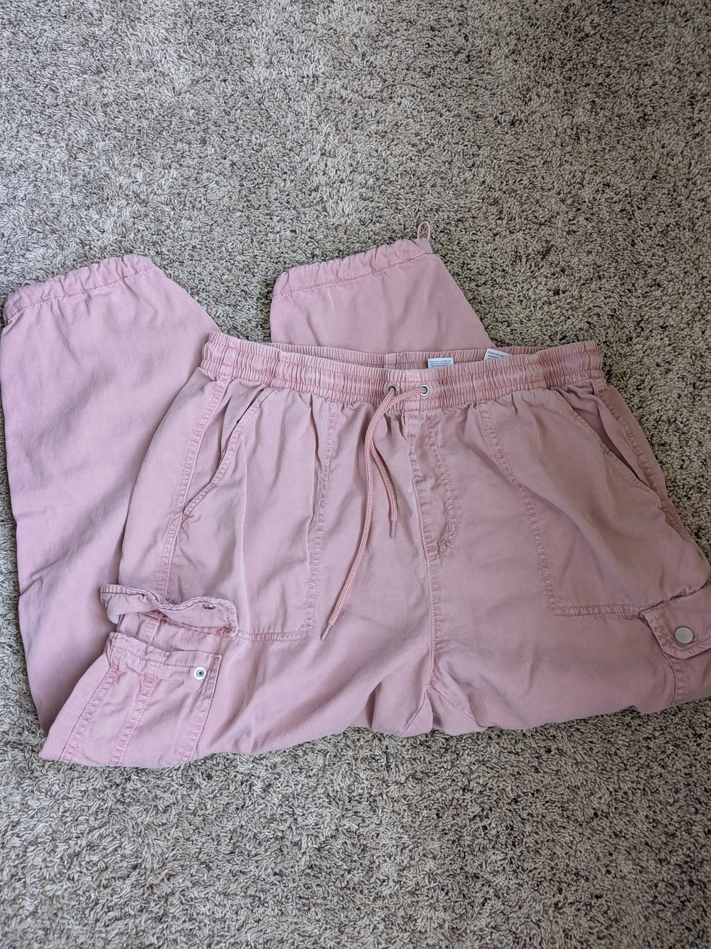 Women's Pink Drawstring Cargo Pants
